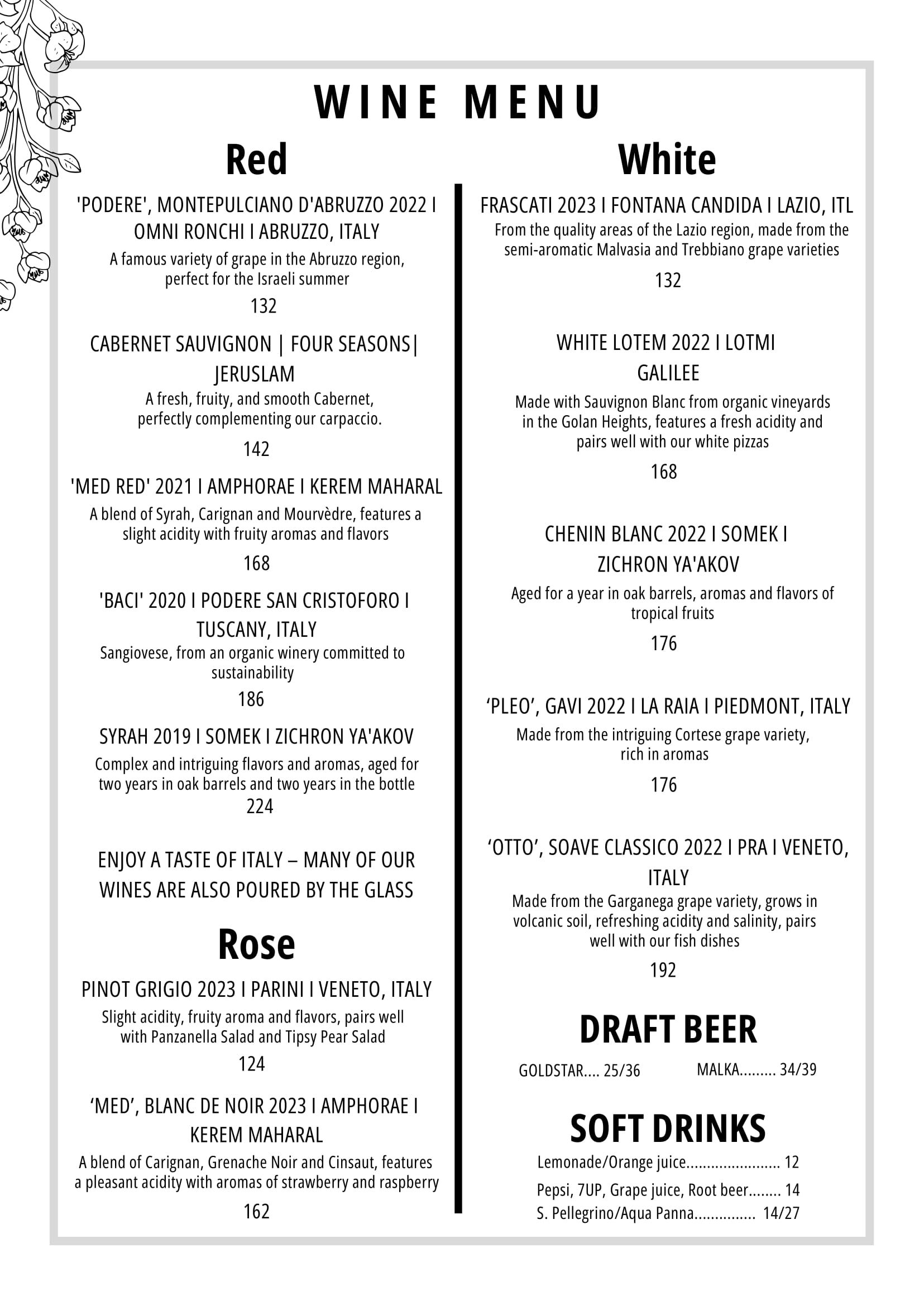 wine menu
