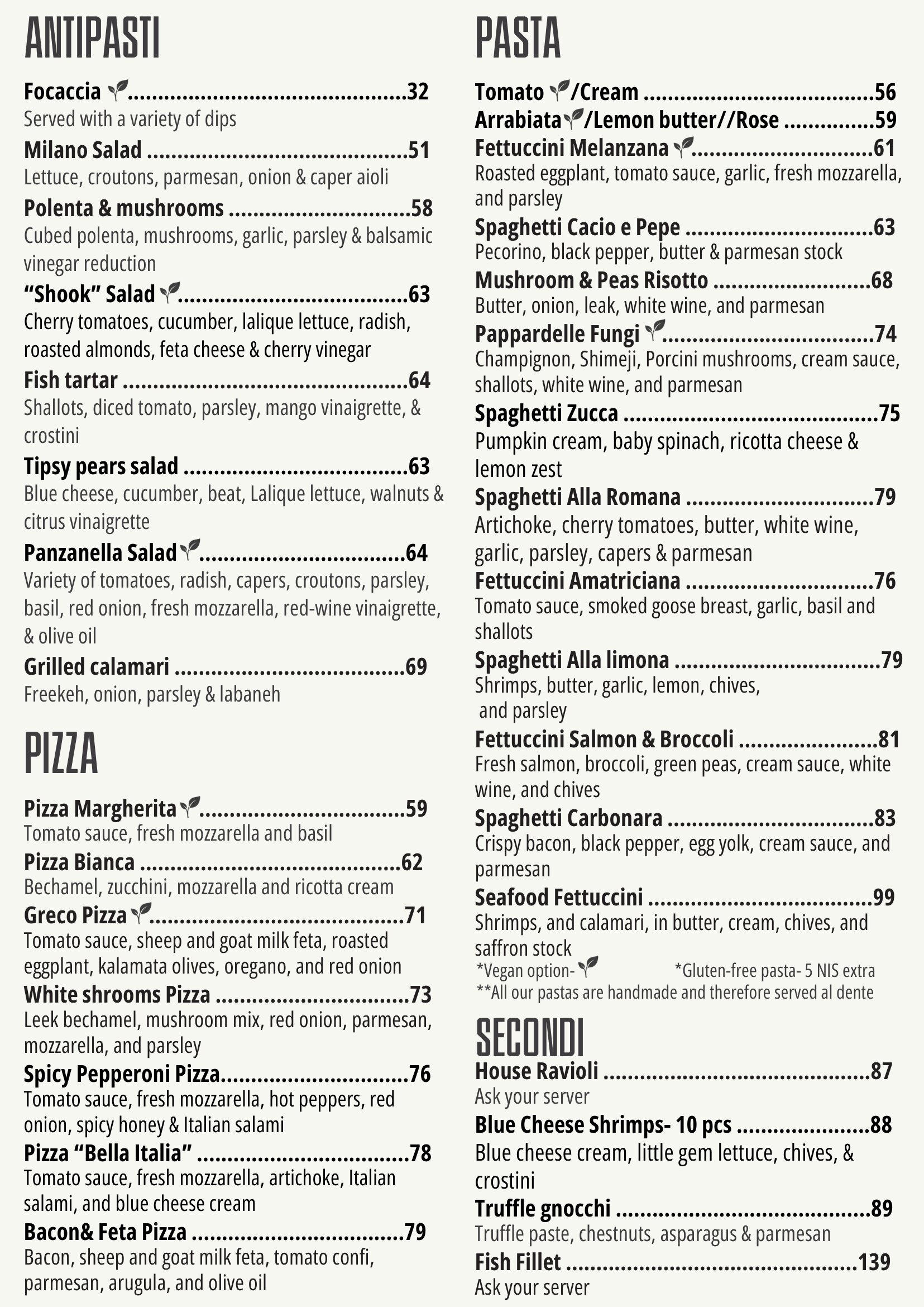 English menu