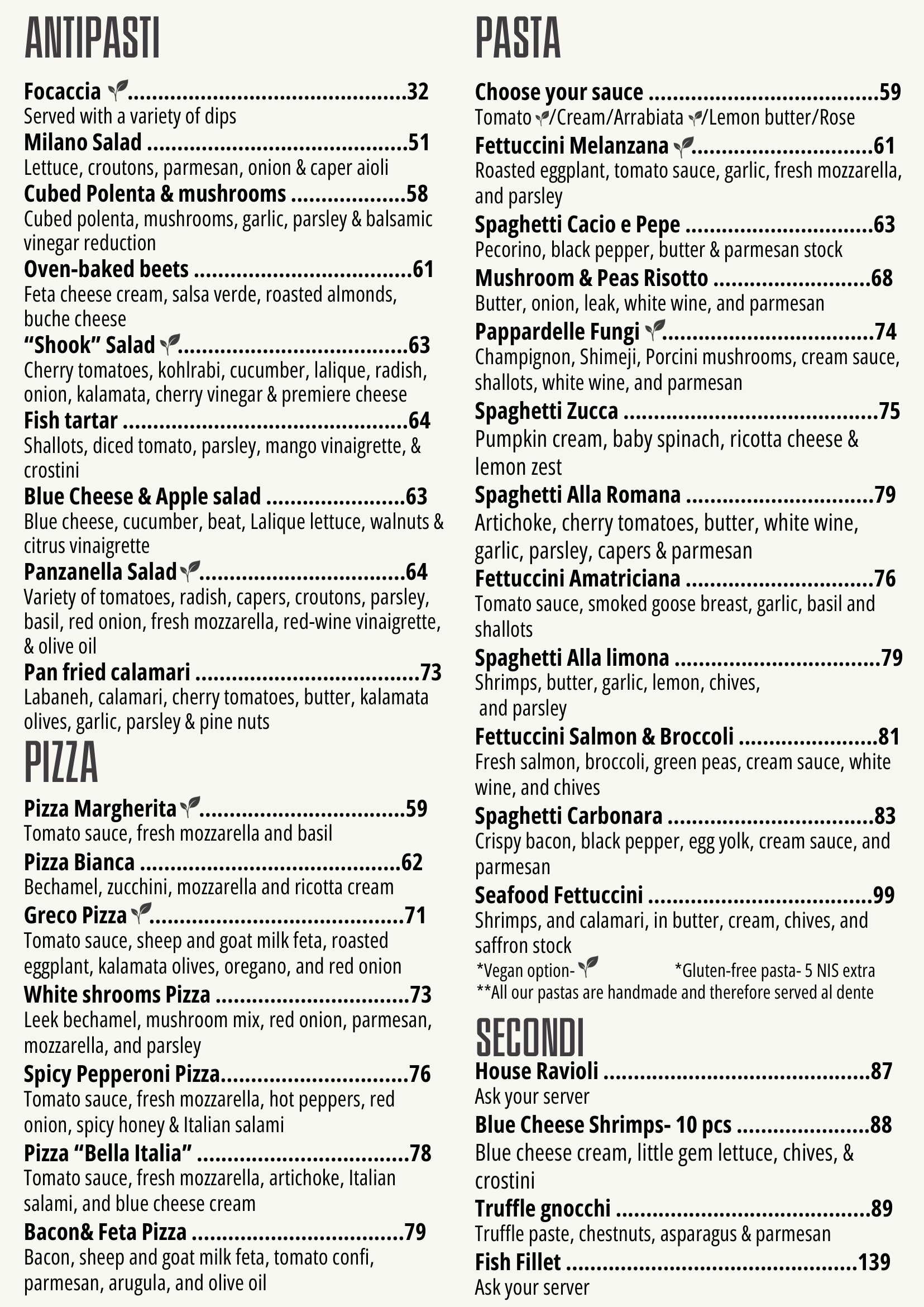 English menu