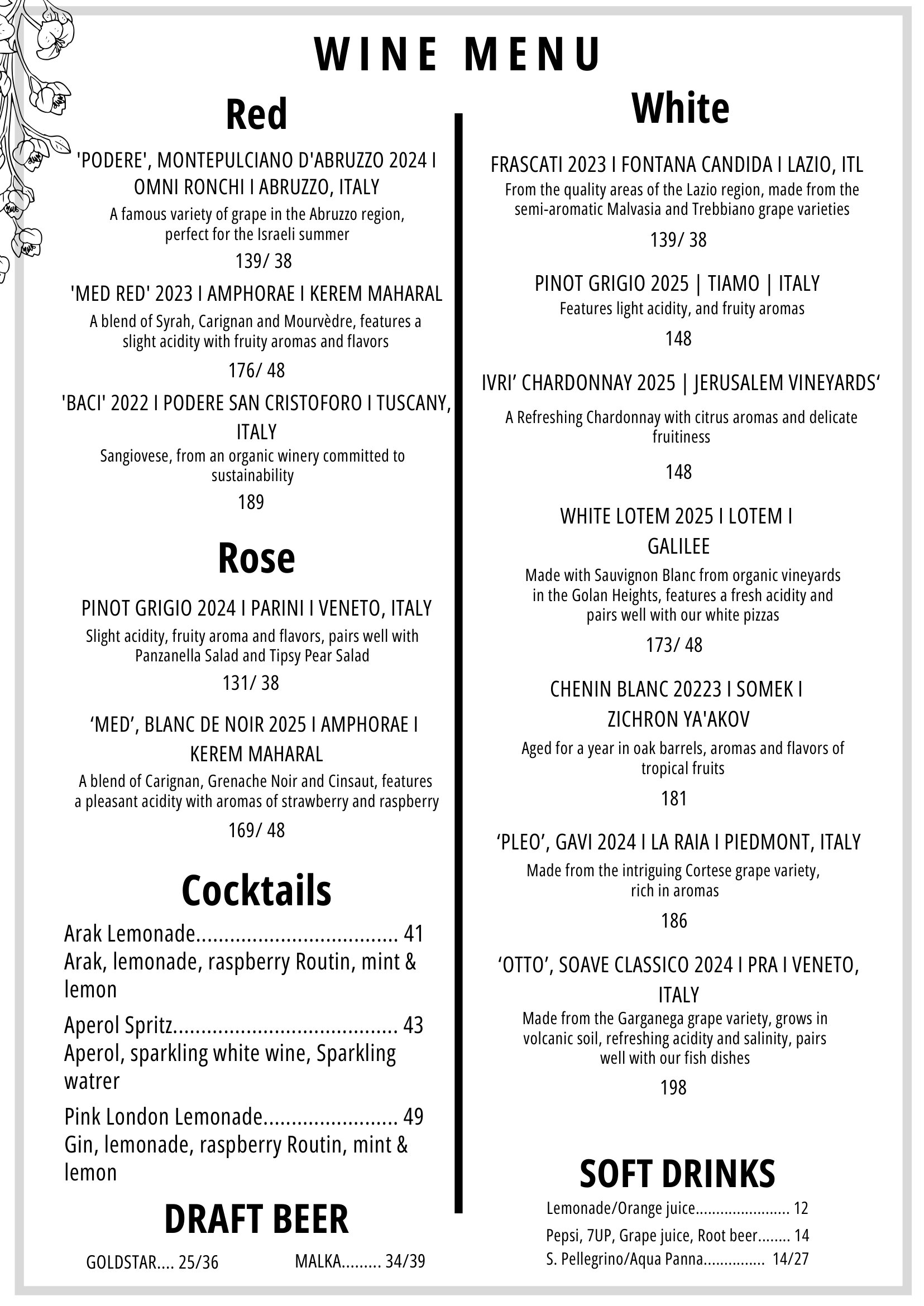 wine menu